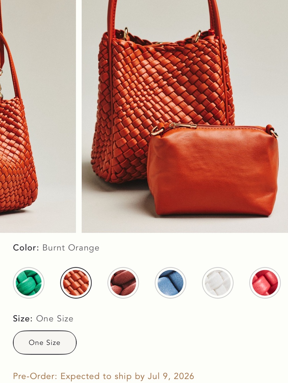Anthropologie Woven Mini Tote in Cognac Orange - Picture 5 of 6